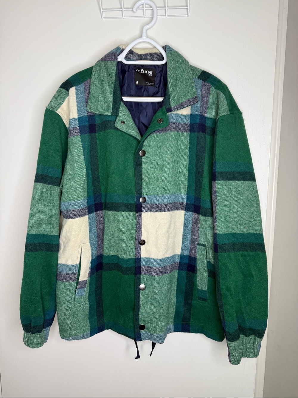 Refuge Men's Green Plaid Button Jacket Size Medium